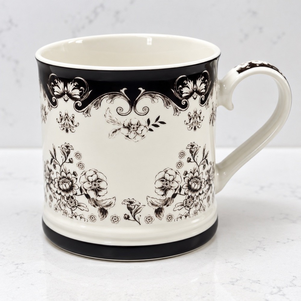 Brown Floral Toile Mug Cup Fall Thanksgiving 4" Hobby Lobby Viral Tea Coffee Bar